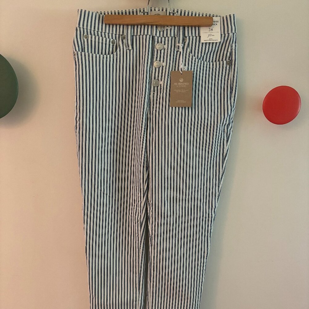 Adorable NEW JCREW toothpick highrise striped jeans 28" waist!